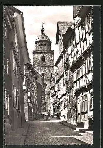 AK Alsfeld in Hessen, Blick in die Obere Fuldergasse