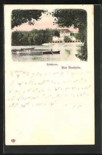 AK Bad Nauheim, Ruderboot vor dem Teichhaus