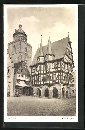 AK Alsfeld in Hessen, Rathaus, Marktplatz, Kirche