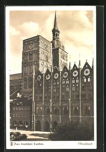 AK Stralsund, das Rathaus und die Nicolaikirche