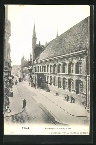 AK Lübeck, Breitestrasse mit Rathaus