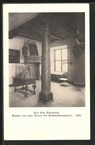 AK Lübeck, Hansesaal mit Kamin aus dem Hause der Krämerkompagnie im Museum für Kunst- und Kulturgeschichte