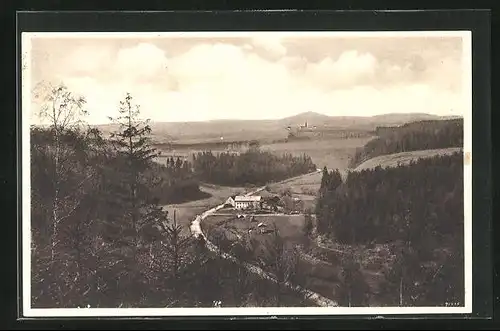 AK Kreischa, Panoramablick auf die Teufelsmühle