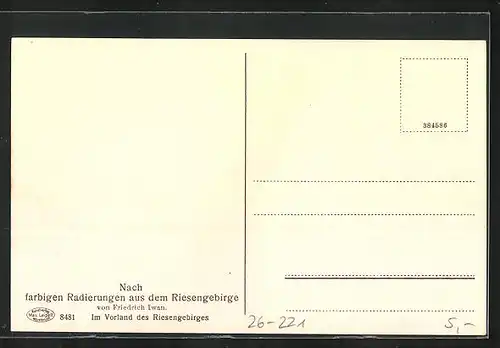 Künstler-AK Friedrich Iwan: Im Vorland des Riesengebirges