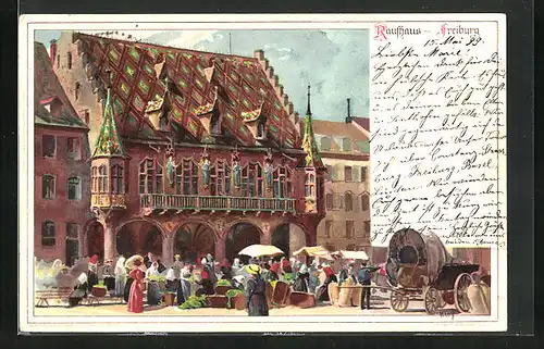 Künstler-AK Heinrich Kley: Freiburg / Breisgau, Markttag vor dem Kaufhaus