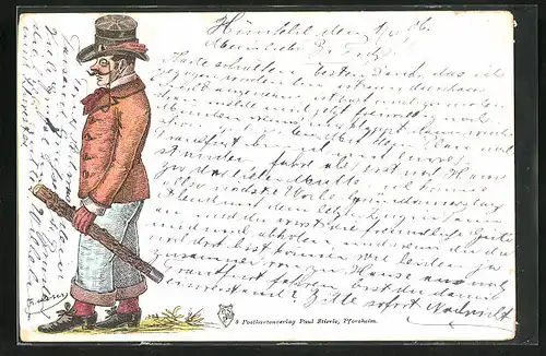 AK Mann mit Hut und Monokel