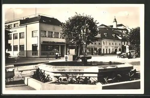 AK Ledec n. Sáz., Brunnen und Geschäftshäuser