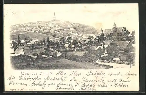 AK Jamnitz, Panoramablick auf die Stadt