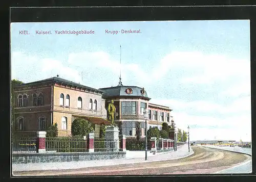 AK Kiel, Kaiserliches Yachtclubgebäude das Krupp-Denkmal
