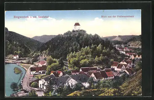 AK Ziegenrück i.ob. Saaletal, Blick von der Pohlmannsbank