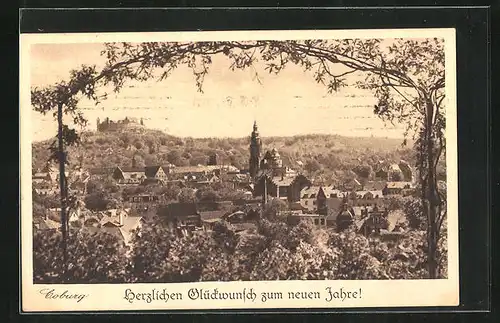 AK Coburg, Blick auf die gesamte Stadt vom Waldrand aus, Blick zur Kirche