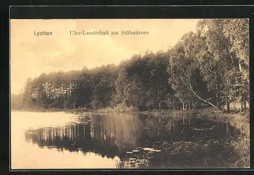 AK Lychen, Uferlandschaft am Stübnitzsee