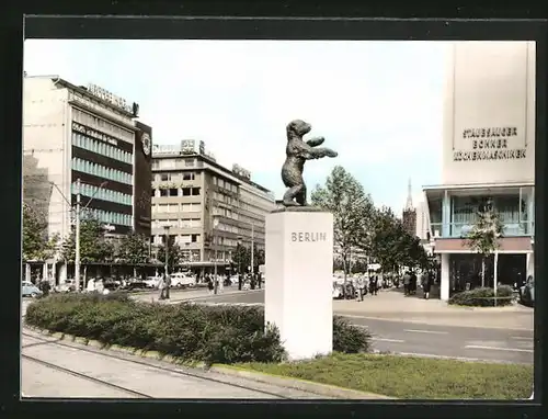 AK Düsseldorf, moderne Architektur, Berliner Allee, der Berliner Bär