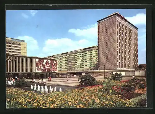 AK Dresden, moderne Architektur, Prager Strasse mit Interhotel Newa