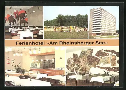 AK Rheinsberg, moderne Architektur, Ferienhotel Am Rheinsberger See, Bar, Am Strand, Aussenansicht, Cafe