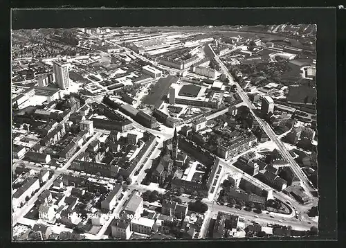 AK Linz a.D., moderne Architektur, Fliegeraufnahme des gesamten Herz-Jesu Viertel