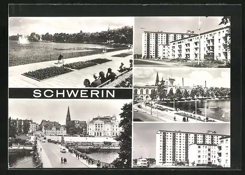 AK Schwerin, moderne Architektur, Wohnblock, Am Pfaffenteich, Alter Garten, Schwerin-Lankow