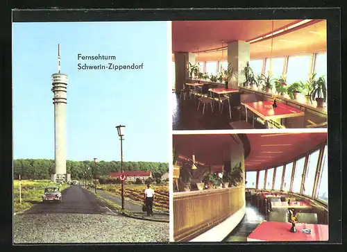 AK Schwerin-Zippendorf, moderne Architektur, Fernsehturm, Restaurant Aussichtsplattform