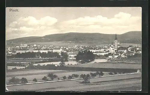 AK Pisek, Stadttotale mit der Kirche