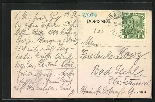 AK Tabor, od Jordana, kleines Ruderboot auf der Lainsitz