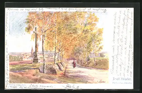 Künstler-AK Neuhaus / Jindrichuv Hradec, Pohl. od sv. Jaskuba