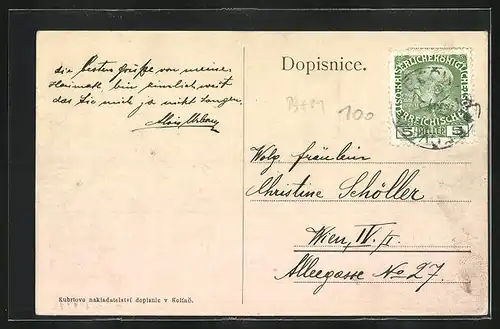 AK Kolin, Blick über die Elbe zur Brücke und zur Kirche