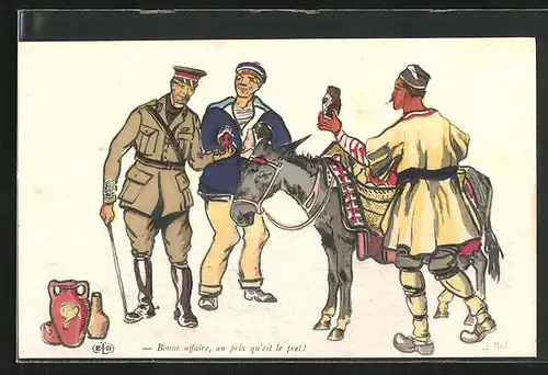 Künstler-AK sign. J. Thil: Bonn affaire, au prix qu`est le trel!