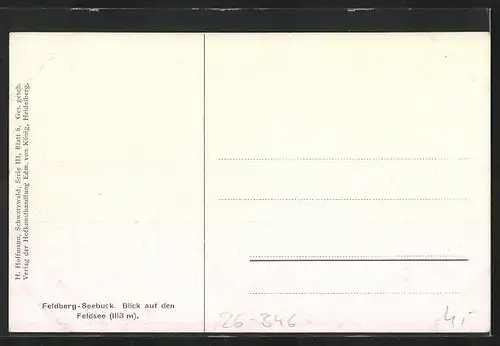 Künstler-AK Heinrich Hoffmann: Feldberg-Seebuck, Blick auf den Feldsee