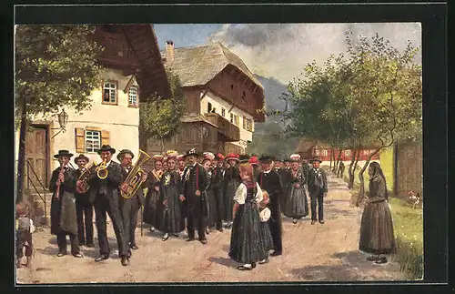 Künstler-AK Heinrich Hoffmann: Eine Bauernhochzeit im Schwarzwald