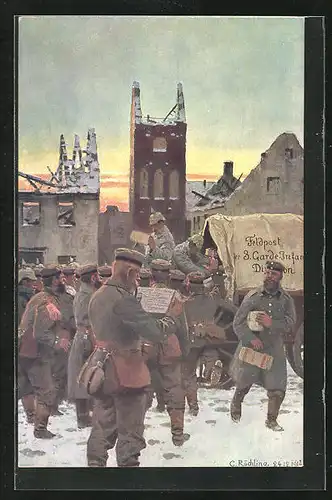 Künstler-AK sign. C. Röchling: Ankunft von Liebesgaben, Feldpost