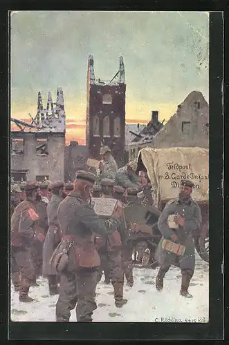 Künstler-AK sign. C. Röchling: Ankunft von Liebesgaben, Feldpost