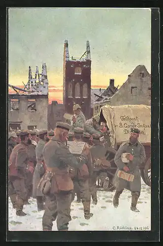 Künstler-AK sign. C. Röchling: Ankunft von Liebesgaben, Feldpost