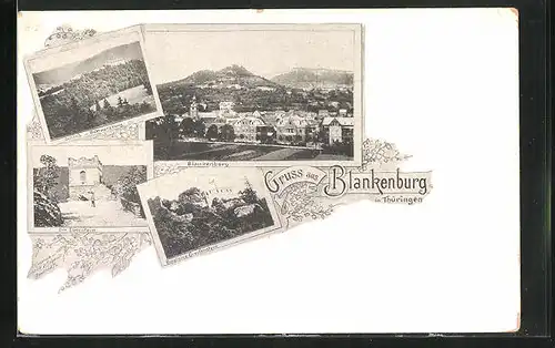 AK Blankenburg / Thür., Burgruine Greifenstein, Eberstein, Gesamtansicht