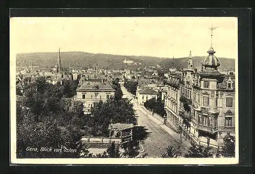 AK Gera, Blick von Osten auf die Stadt