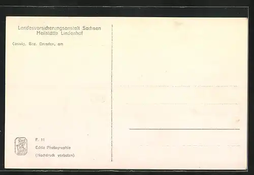 AK Coswig i. Sa., Heilstätte Lindenhof, Luftbild