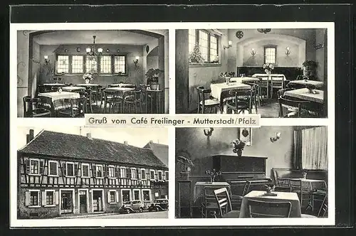 AK Mutterstadt / Pfalz, Café Freilinger mit Innenansichten
