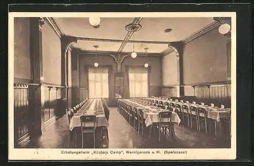 AK Wernigerode a. H., Erholungsheim Küsters Camp, Speisesaal