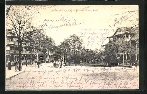 AK Suderode / Harz, Brinkstrasse mit der Post