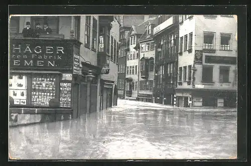 AK Nürnberg, Hochwasser-Katastrophe 1909 mit Plobenhofstrasse