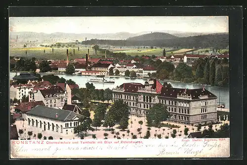 AK Konstanz, Oberrealschule und Turnhalle mit Blick auf Petershausen