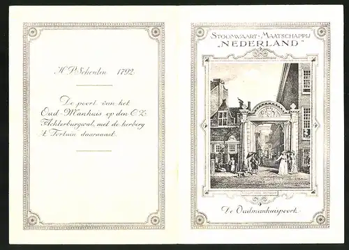 Menükarte Amsterdam, Stroomvaart-Maatschappij Nederland 1927, Museum Fodor