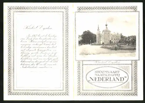 Menükarte Amsterdam, Stroomvaart-Maatschappij Nederland 1927, Kasteel Eysden