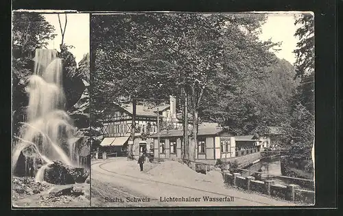 AK Lichtenhain, am Wasserfall, am Gasthaus
