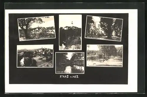 AK Stráz n. Nez, Zamek, Flusspartie, Ortsansicht