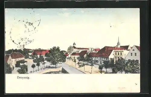 AK Droyssig, Teilansicht mit Markt