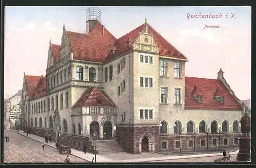 AK Reichenbach i. V., Strasse am Postamt