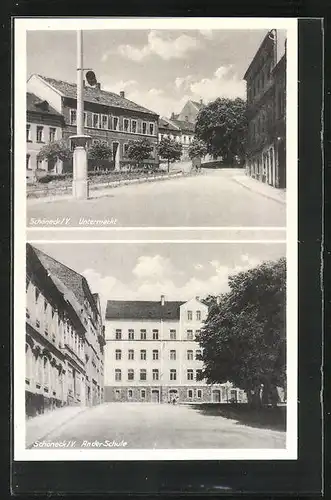 AK Schöneck i. V., Strassenpartie an der Schule, Untermarkt