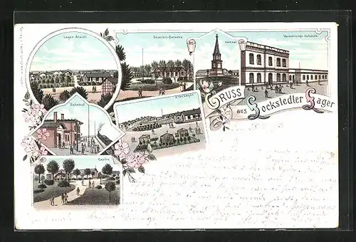 Lithographie Lockstedter Lager, Altes Lager, Bahnhof, Casino