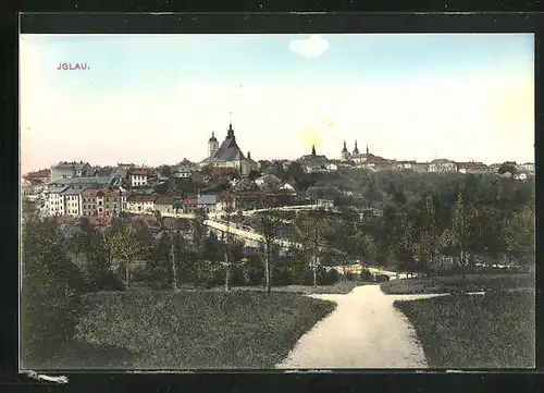 AK Iglau, Ortsansicht im Abendlicht