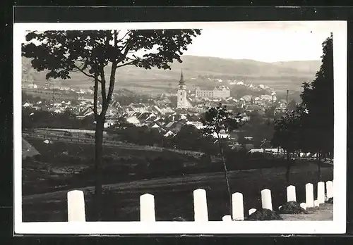 AK Velké Mezirici, Gesamtansicht vom Ort mit Kirche